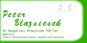 peter blazsicsek business card